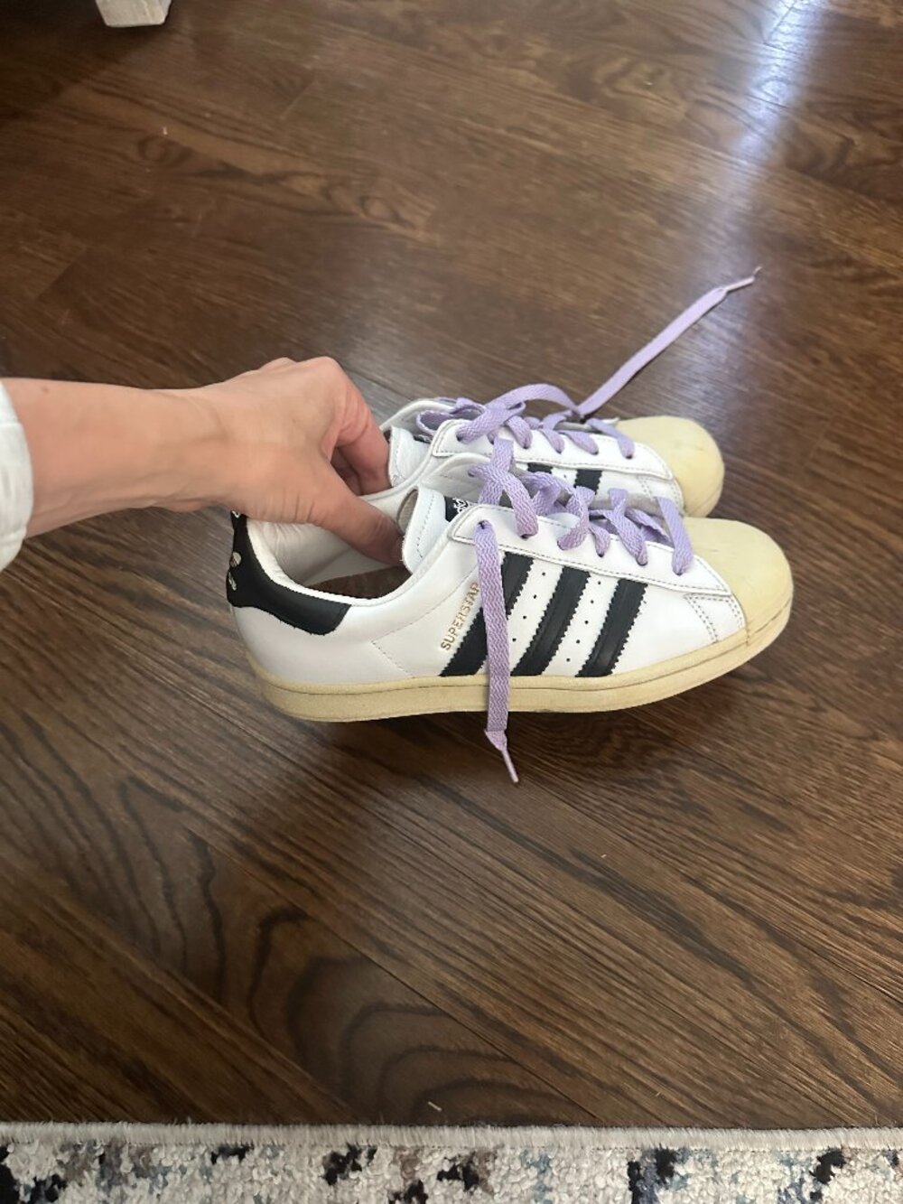 Adidas Superstar (White/Black, Purple Laces)